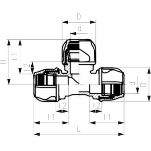 Picture of TEE METRIC ALPRENE 63MM