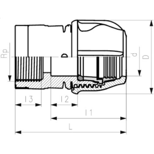 Picture of FEMALE END CONNECTOR METRIC ALPRENE 75MM X 2 1/2''