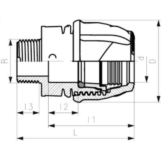 Picture of MALE END CONNECTOR METRIC ALPRENE 50MM X 1''