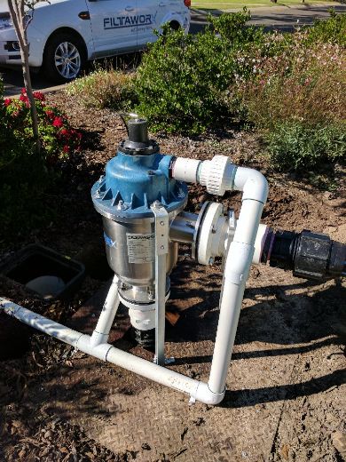 Picture of FILTER FILTAWORX FULLY AUTOMATIC SELF CLEANING SCREEN 100 MICRON 100MM FLANGED 90D ANGLE INLET/OUTLET HYDRAULIC CONTROL HYDRAULIC DRIVE C/W PRESSURE SUSTAINING VALVE